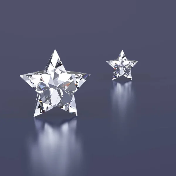 3D illustration two diamonds stars on a gray blue background — Stock Photo, Image