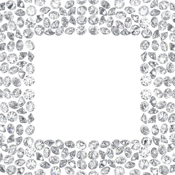 3D illustration Group of diamonds square frame on a white background — Stock Photo, Image
