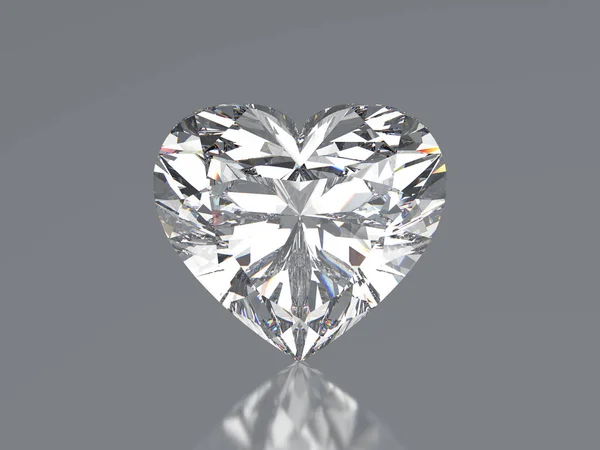 3D Illustration Diamant Herzstein auf grauem Hintergrund — Stockfoto