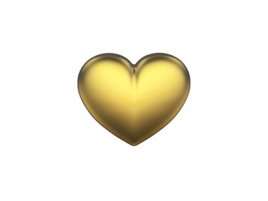 3D resimde iki altın kalp beyaz bir arka plan üzerinde