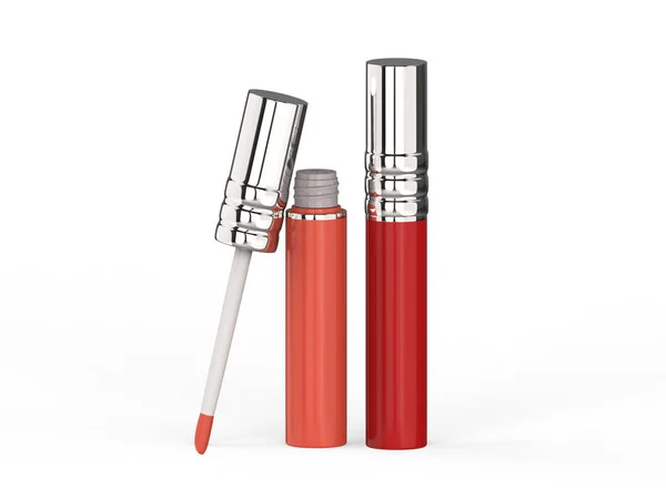 Illustration 3D deux rouge à lèvres rose brillant — Photo