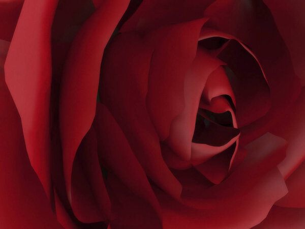 3D illustration zoom macro red rose