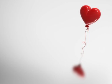 3D illüstrasyon kırmızı balon kalp 