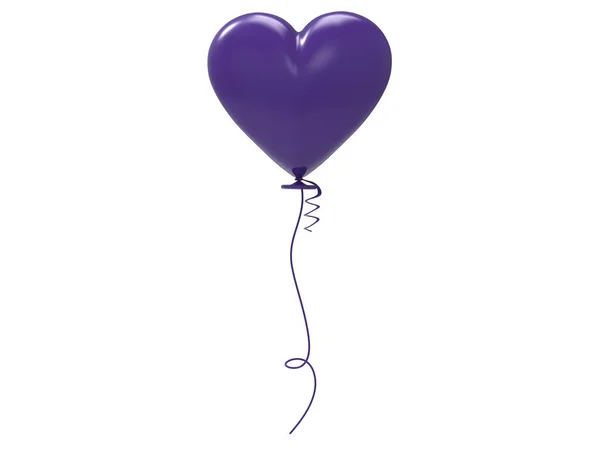 3D ілюстрація фіолетове повітряна куля серце — стокове фото