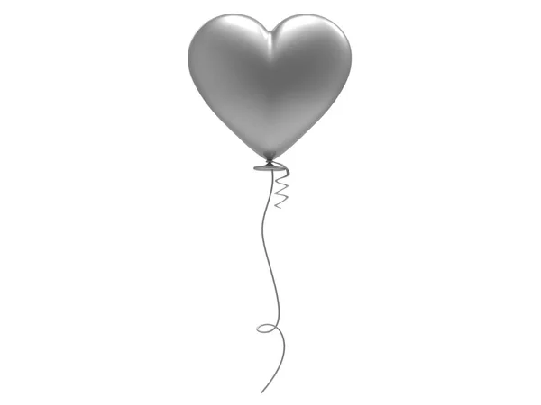 3D illustration silver ballong hjärta — Stockfoto