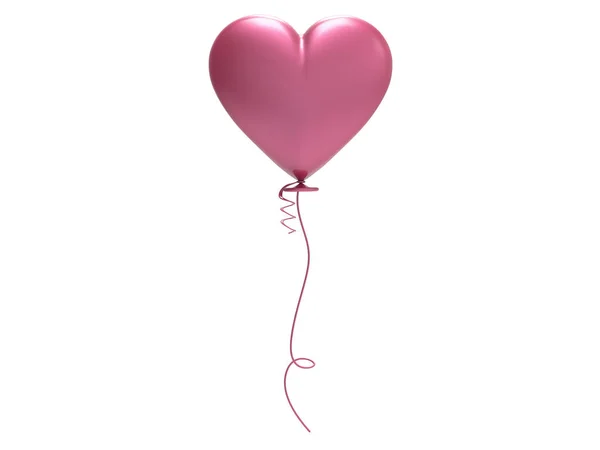 3D çizim pembe balon kalp — Stok fotoğraf
