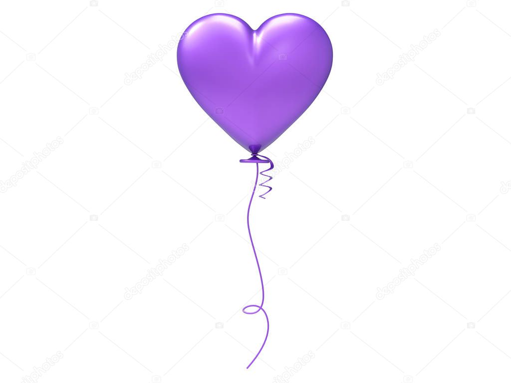 3D illustration purple balloon heart 