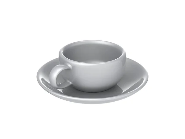 3D иллюстрация серебряная чашка и блюдце — стоковое фото
