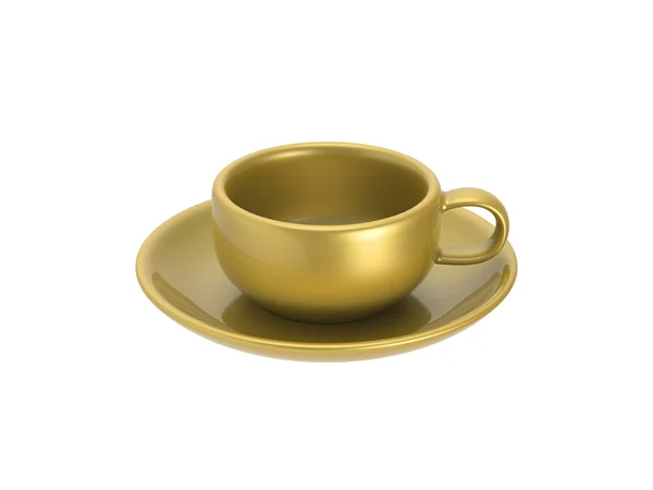 3D иллюстрация золотая чашка и блюдце — стоковое фото