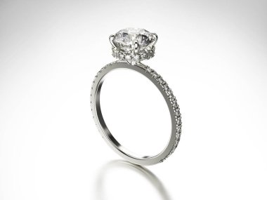 3D çizim gümüş Elmas Yüzükler