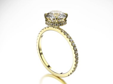 3D çizim altın yüzük elmas ile 