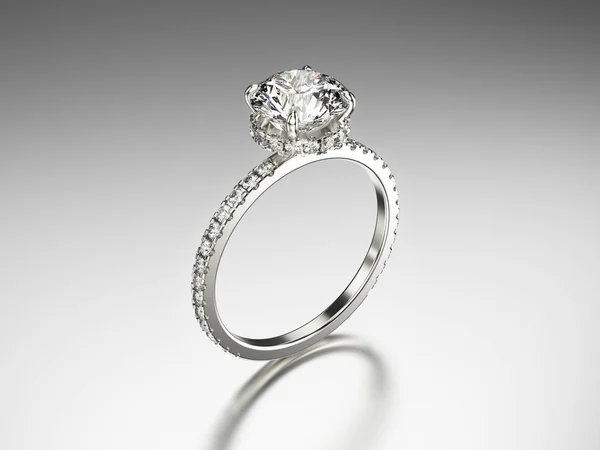 Ilustração 3D anel de prata com diamantes — Fotografia de Stock