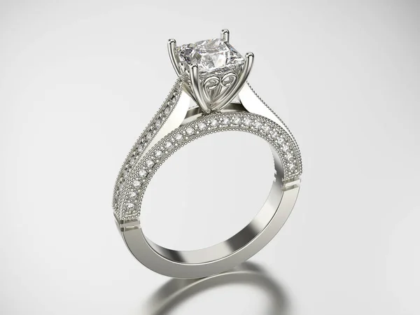 3D çizim gümüş Elmas Yüzükler 