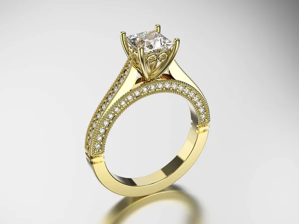 3D ilustracja złoty pierścionek złoty z diamentem — Zdjęcie stockowe