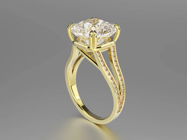 Ilustración 3D anillo de oro con diamantes —  Fotos de Stock