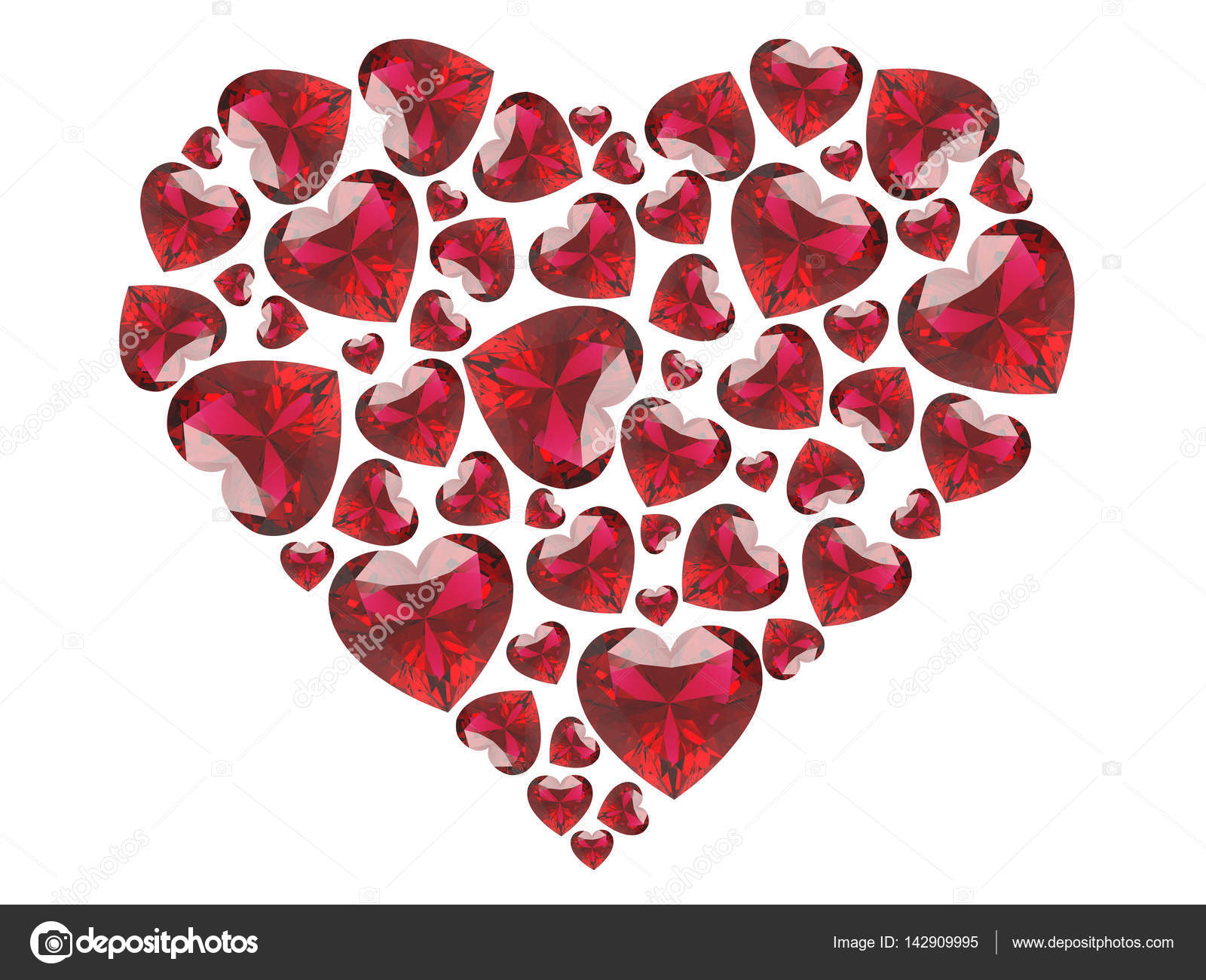 3d Abbildung rote Diamanten Herzen — Stockfoto © 3djewelry ...