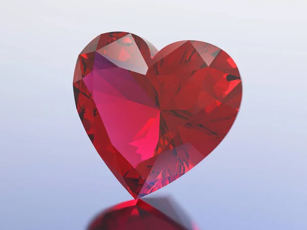 3D απεικόνιση κόκκινο διαμάντι καρδιά — Φωτογραφία Αρχείου