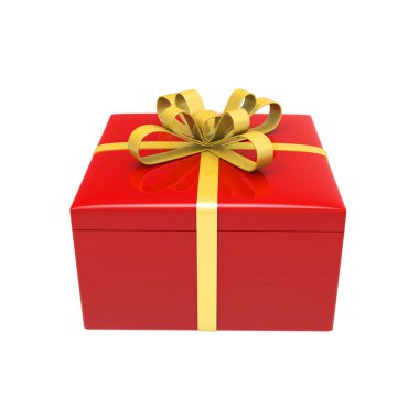 3D illüstrasyon kırmızı Hediyelik altın yay ile 