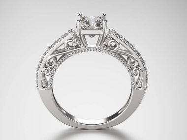 3D çizim gümüş Elmas Yüzükler 