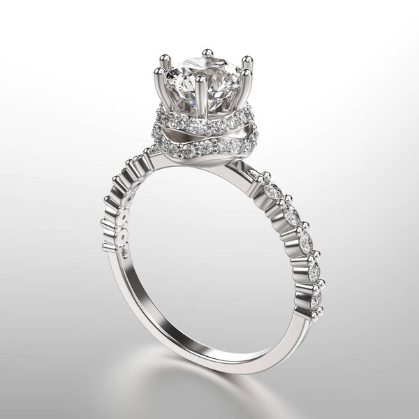 Серебряное кольцо с бриллиантами
 