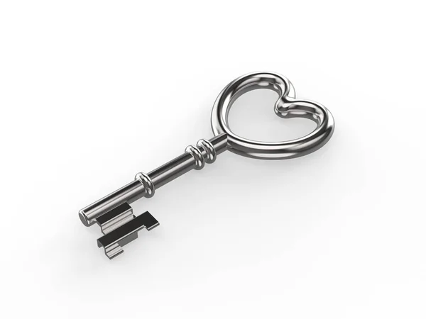 3D obrázek stříbrný klíč — Stock fotografie