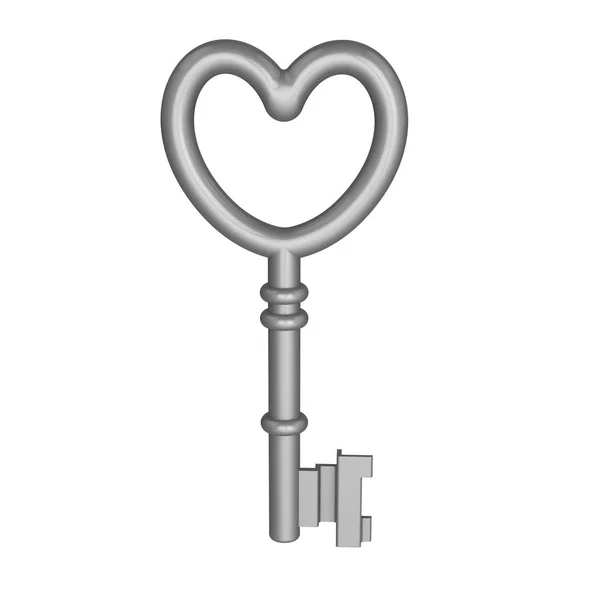 3D illustration silver key — Stock Photo, Image