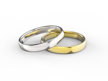 3D çizim altın Gümüş Alyans 