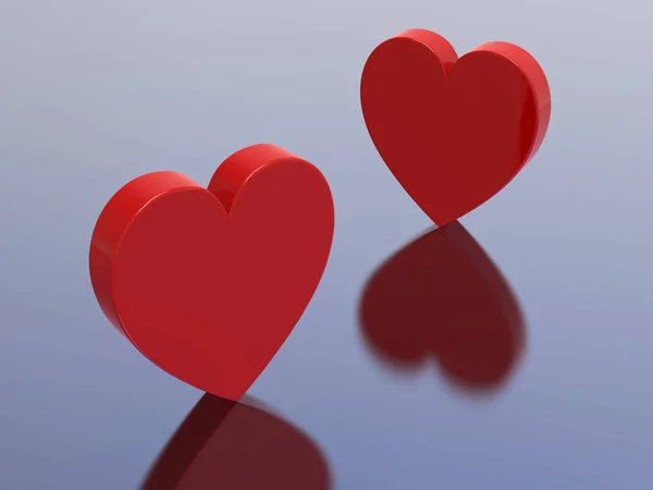 Illustration 3D deux cœurs rouges — Photo