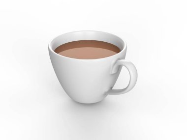 3D resimde beyaz çay kahve 