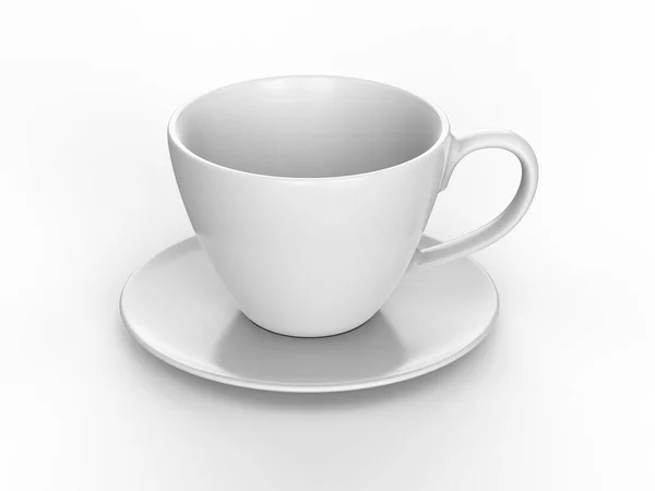 Illustration 3D tasse blanche et soucoupe — Photo