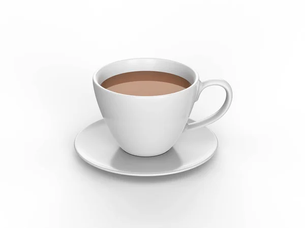 Illustration 3D tasse blanche et soucoupe avec thé café — Photo