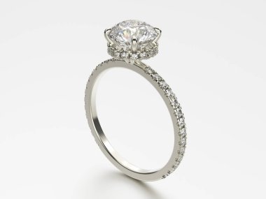 3D çizim gümüş Elmas Yüzükler 