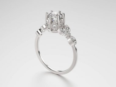 3D çizim gümüş Elmas Yüzükler 