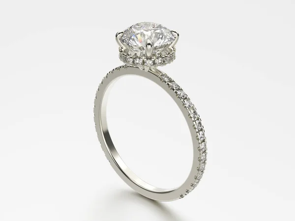 3D-s illusztráció ezüst gyűrű gyémántokkal — Stock Fotó