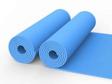 3D illustration two blue yoga mat  clipart