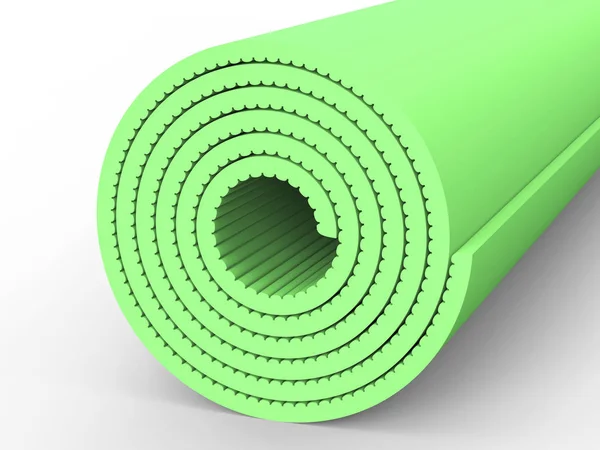 3d 插图绿色瑜伽垫 — 图库照片