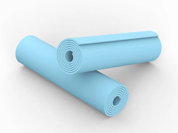 3d 插图两蓝色瑜伽垫 — 图库照片