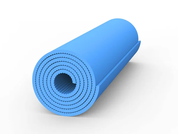 3d 图蓝色瑜伽垫 — 图库照片