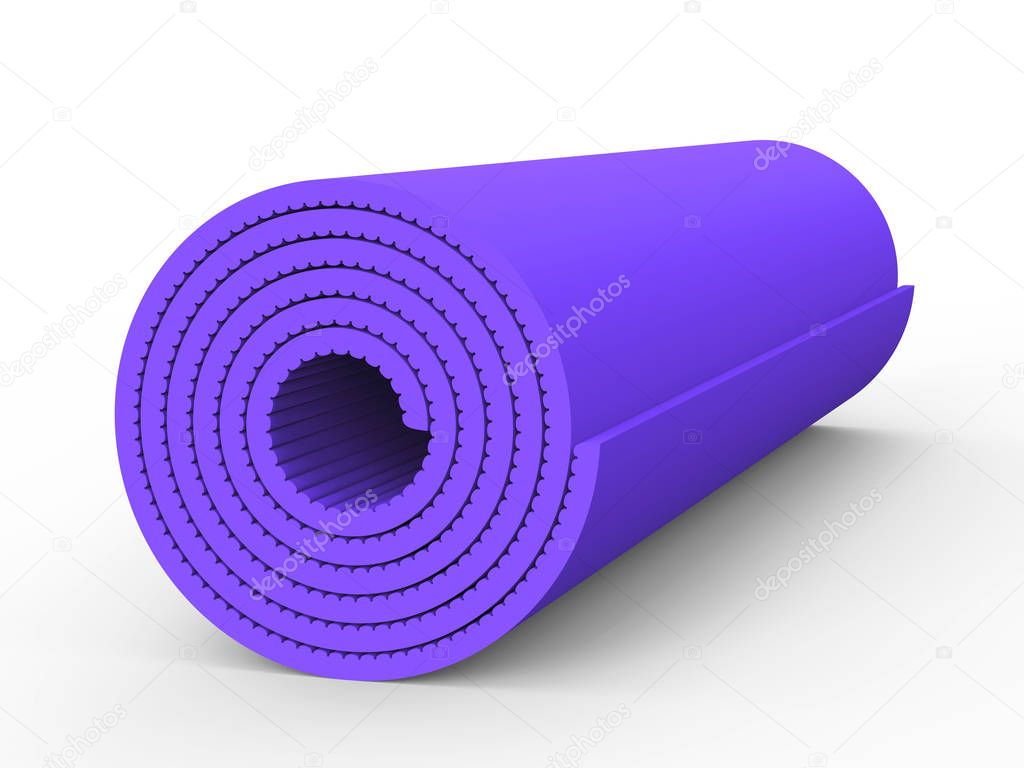3D illustration purple yoga mat