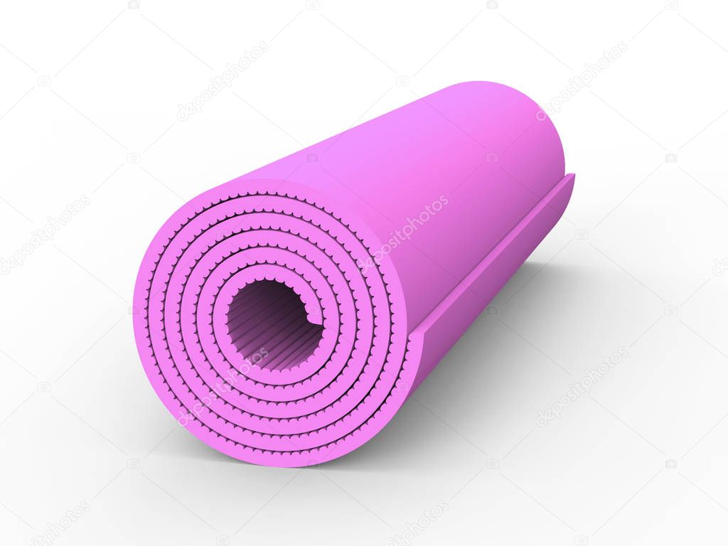 3D illustration pink yoga mat 