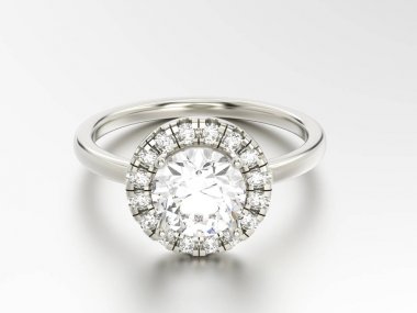 3D çizim altın gümüş yüzük elmas ile 