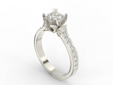 3D çizim altın gümüş yüzük elmas ile 