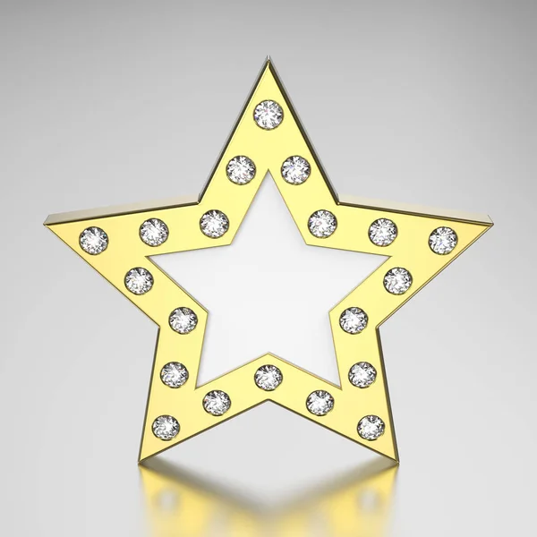 3D illustration gold star with diamonds — Stock Photo, Image