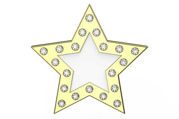3D απεικόνιση χρυσό αστέρι με διαμάντια — Φωτογραφία Αρχείου