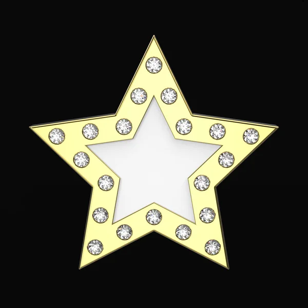 3D иллюстрация золотая звезда с бриллиантами — стоковое фото