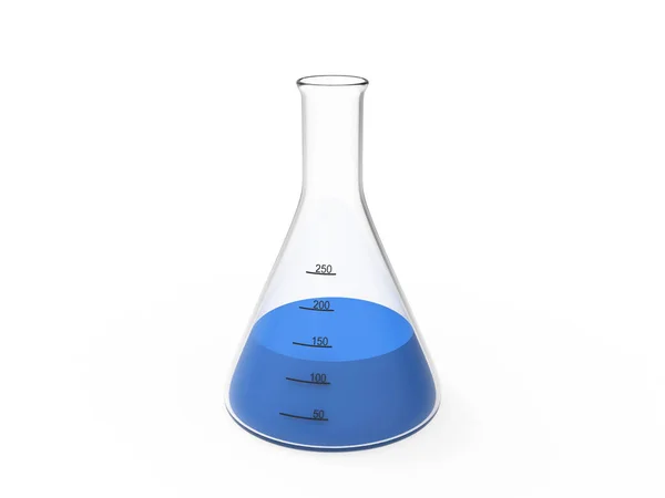 3D renderowania ilustracja chemii żarówka z niebieskim płynem — Zdjęcie stockowe