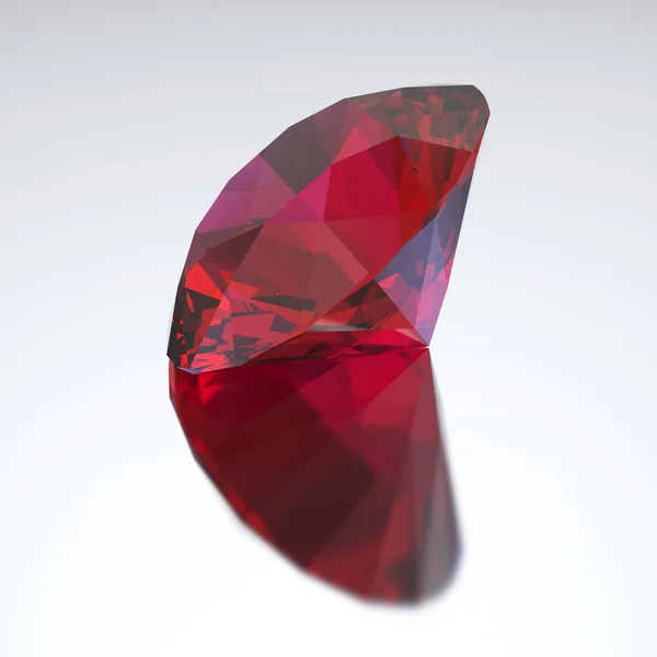 3D obrázek diamond red ruby s odleskem — Stock fotografie