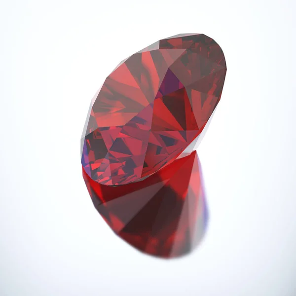 Ilustração 3D diamante rubi vermelho com reflexão — Fotografia de Stock