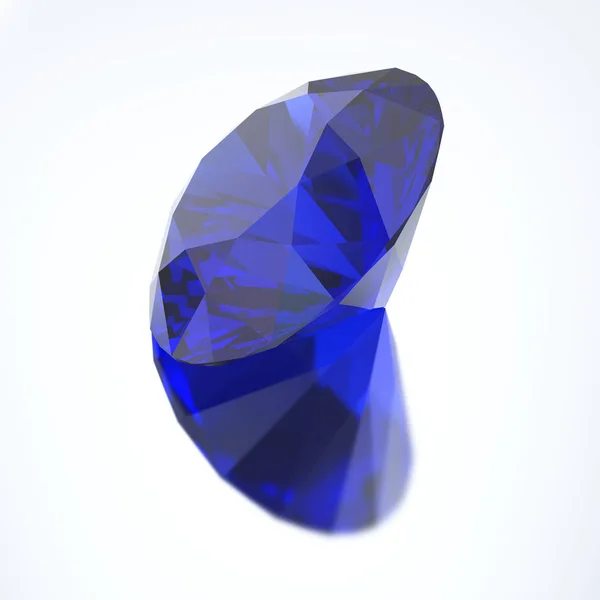 3D illustration diamond blue sapphire with reflection — Stock Photo, Image