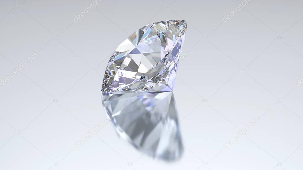 3D illustration diamond with reflection 